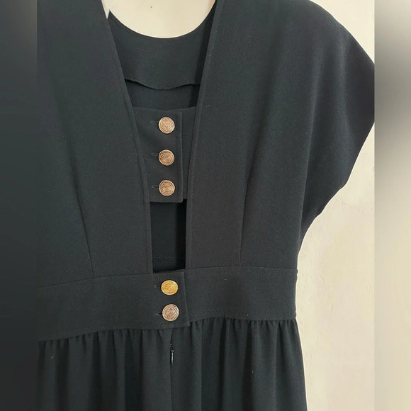 Vintage Liz Claiborne Dress Size 6 Black Knee Length Short Sleeve Cut Out - Picture 5 of 10
